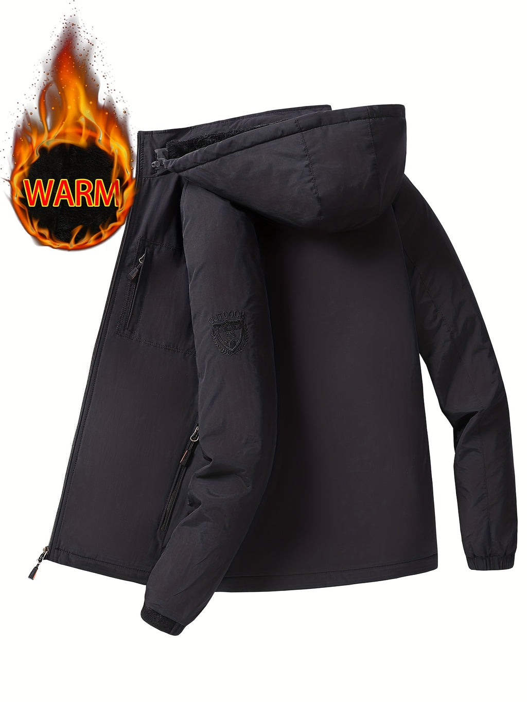 Veste pour homme, coupe-vent, à capuche, vert foncé