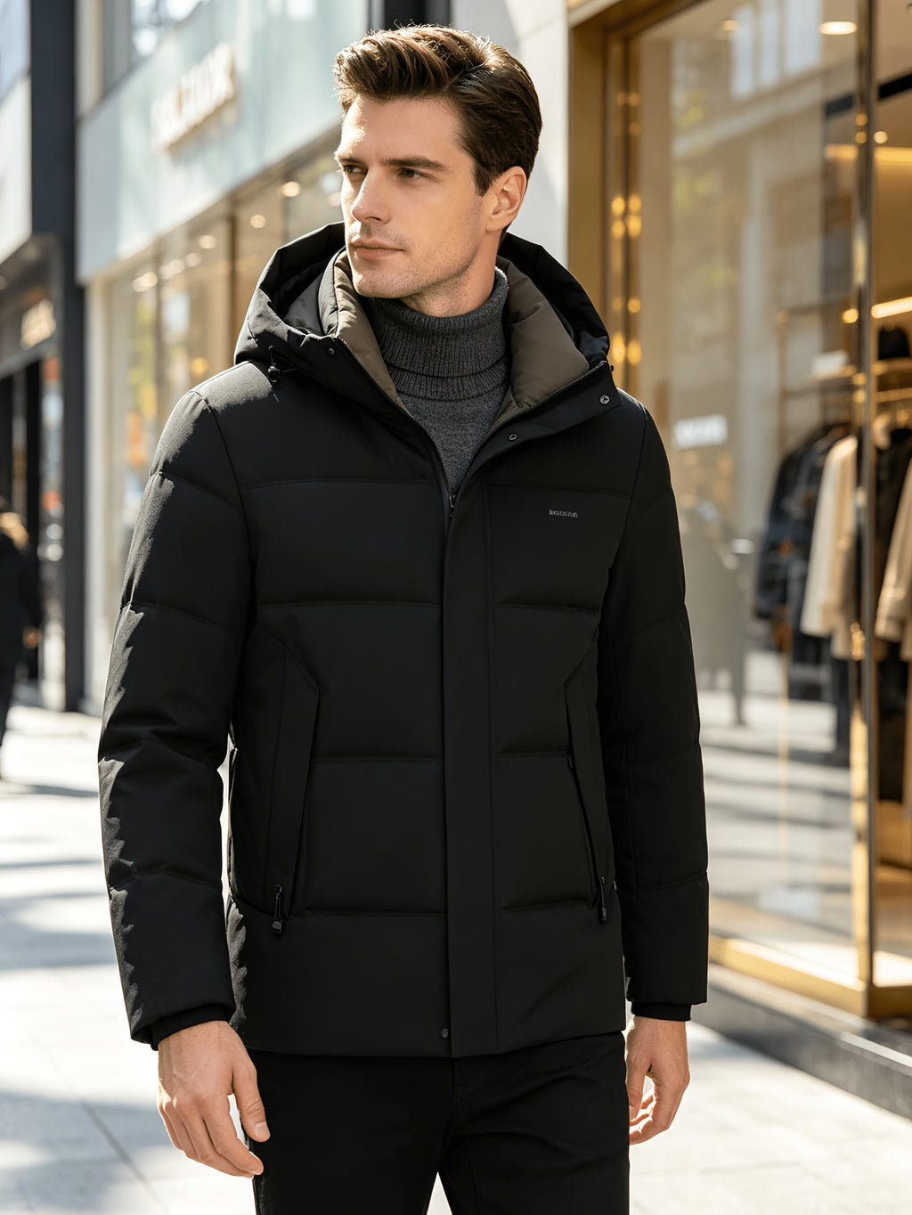Manteau matelassé pour homme, coupe-vent, à revers
