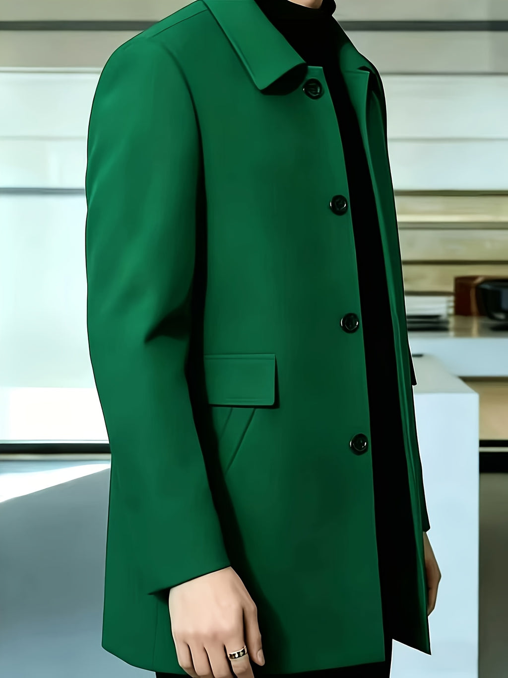 Veste pour homme, grandes tailles, à revers, gris foncé