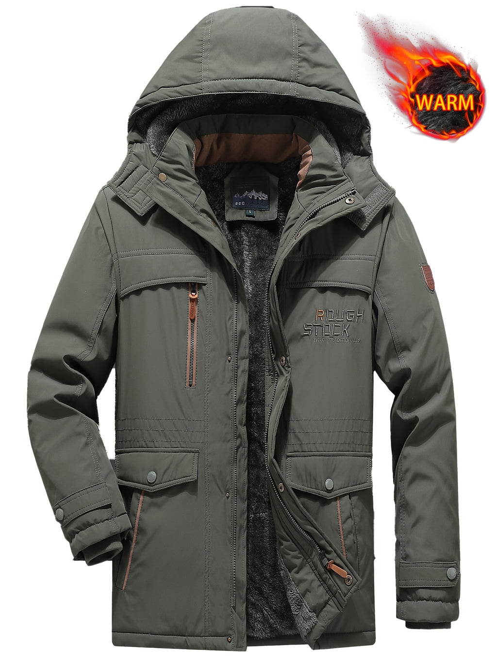 Veste long pour homme, à capuche, vert fougère