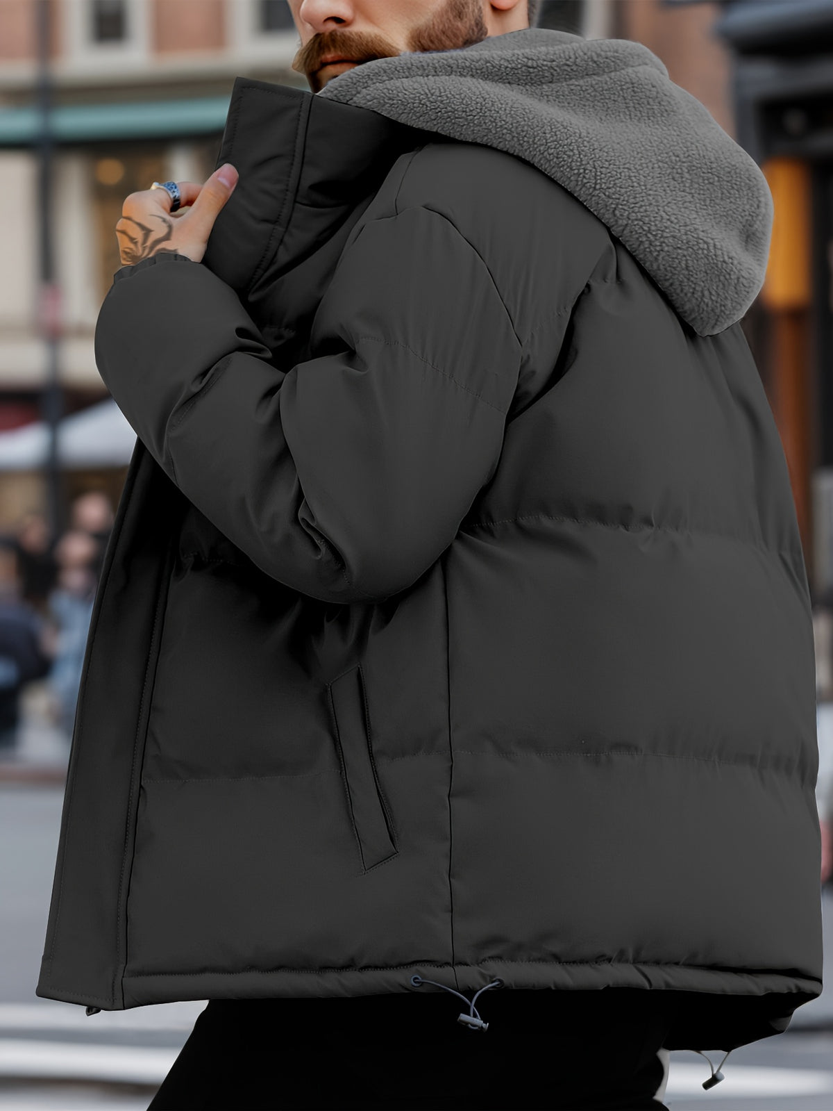 Veste matelassée pour homme, coupe-vent, à capuche, blanc