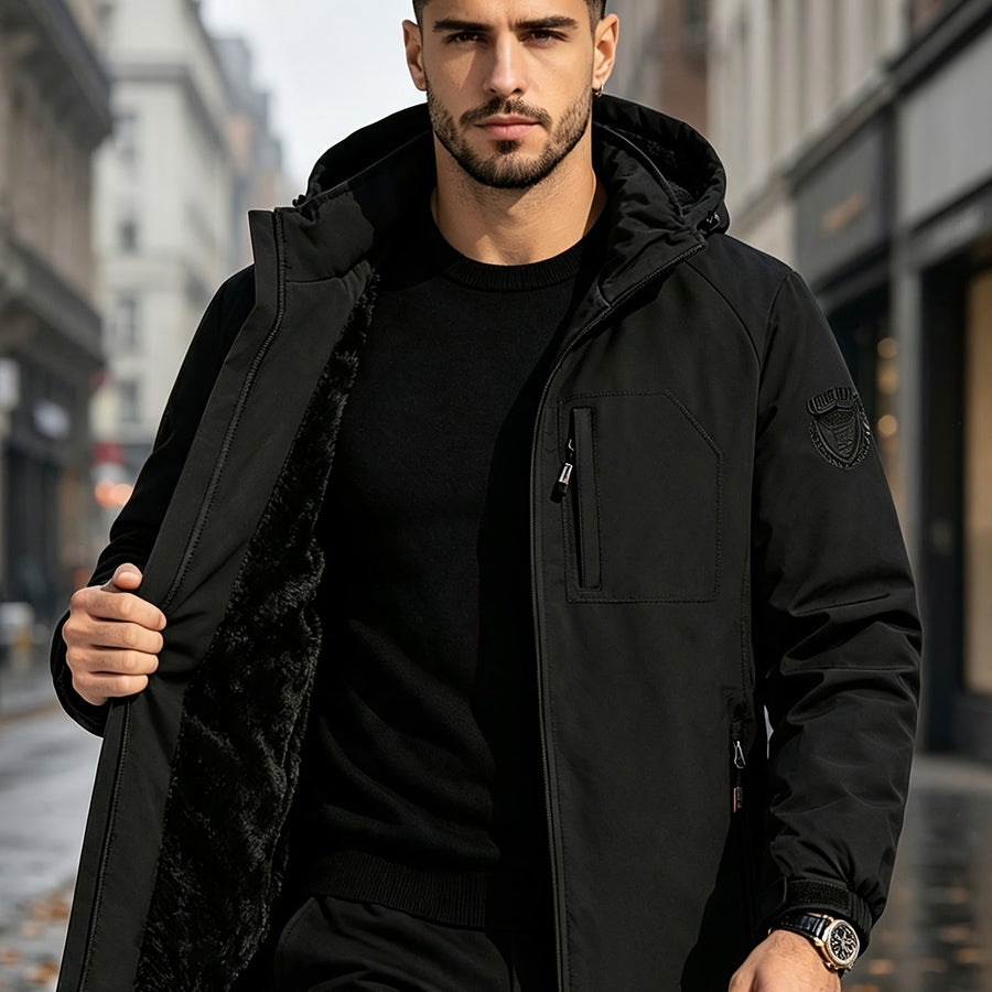 Manteau, à capuche, modele 7, coloris noir, détail