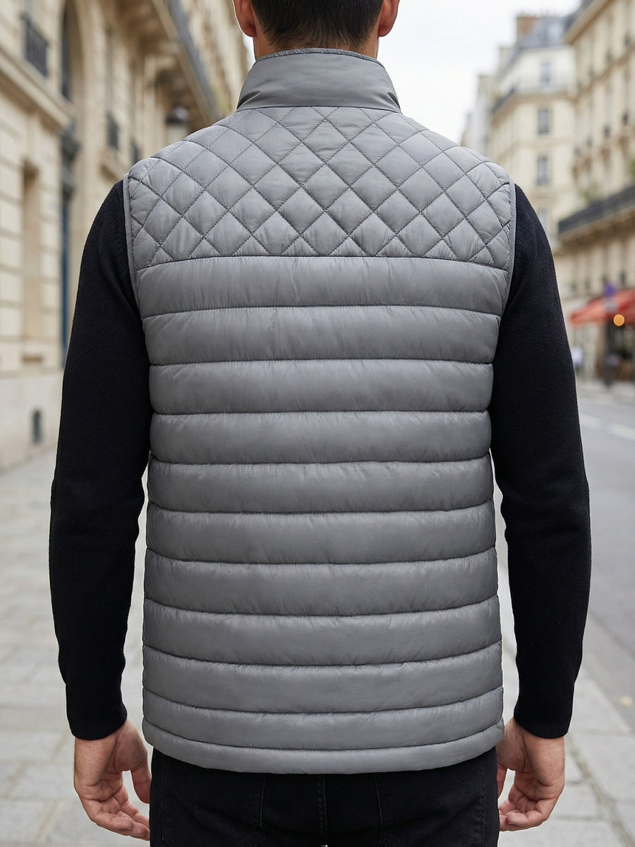 Gilet Homme Couleur Unie Col Montant, Cardigan Léger Sans Manches Automne Hiver, Veste Matelassée Décontractée pour les Trajets Quotidiens, Adaptable à Toute Occasion, photo 21