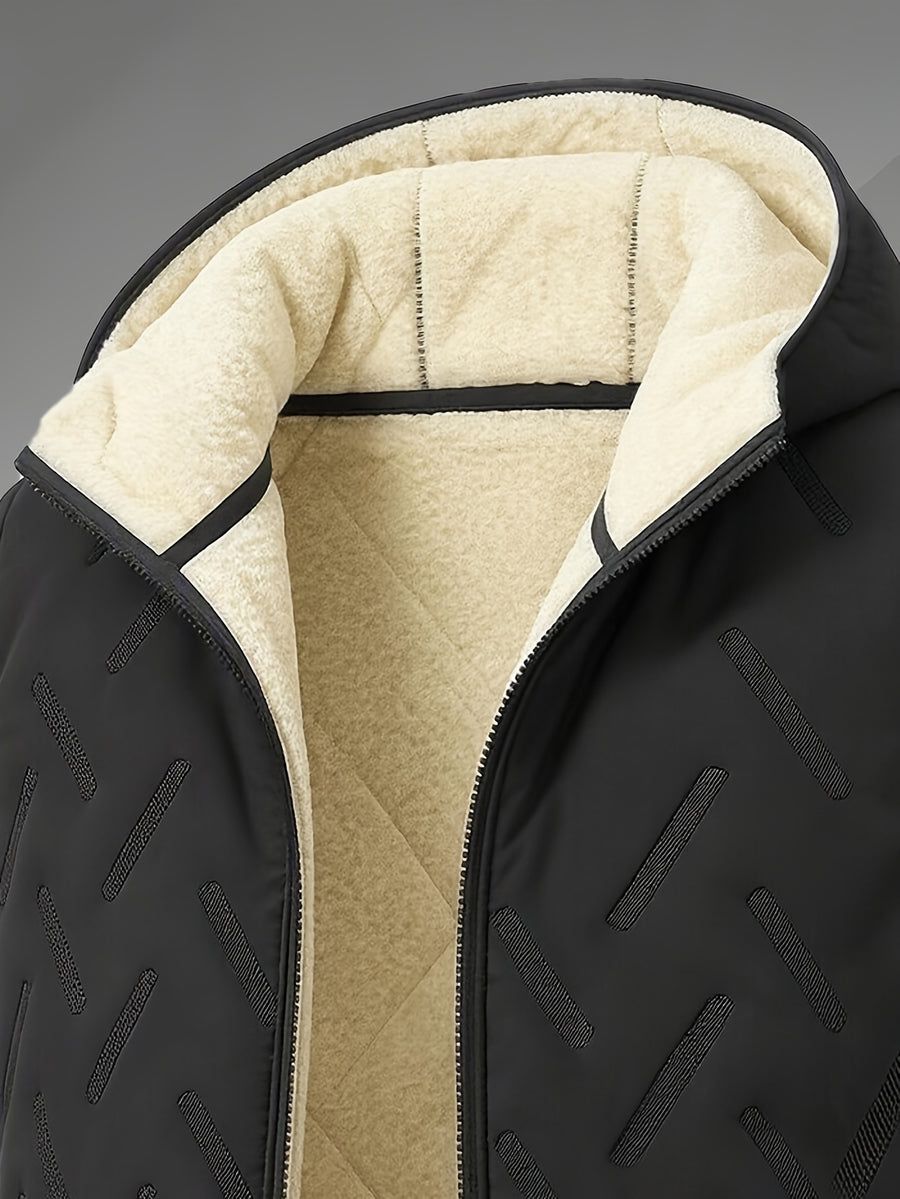 Veste, polaire, à col montant, marron foncé, détail du vêtement