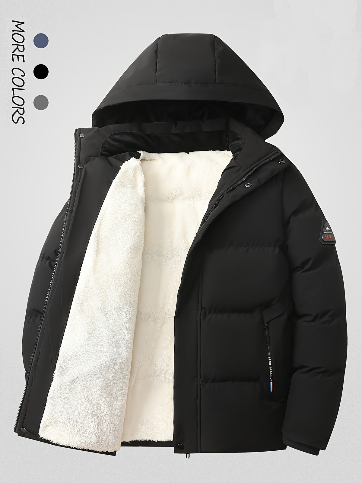 Veste long pour homme, polaire, à capuche, gris