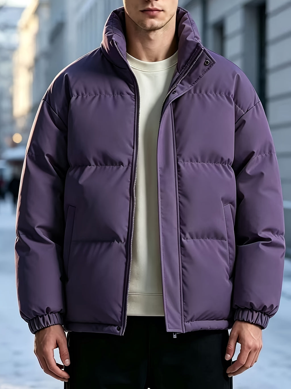 Veste pour homme, à col montant, rouge tendre
