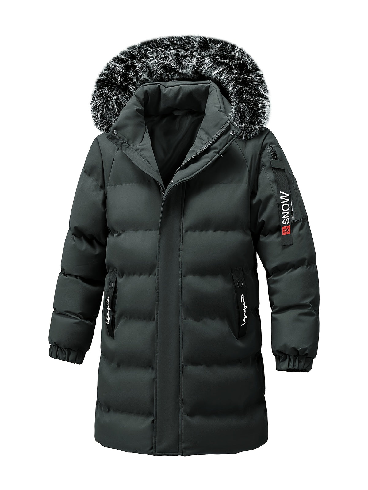 Manteau pour homme, à capuche, vert armée