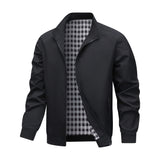Veste, à carreaux, à col montant, noir