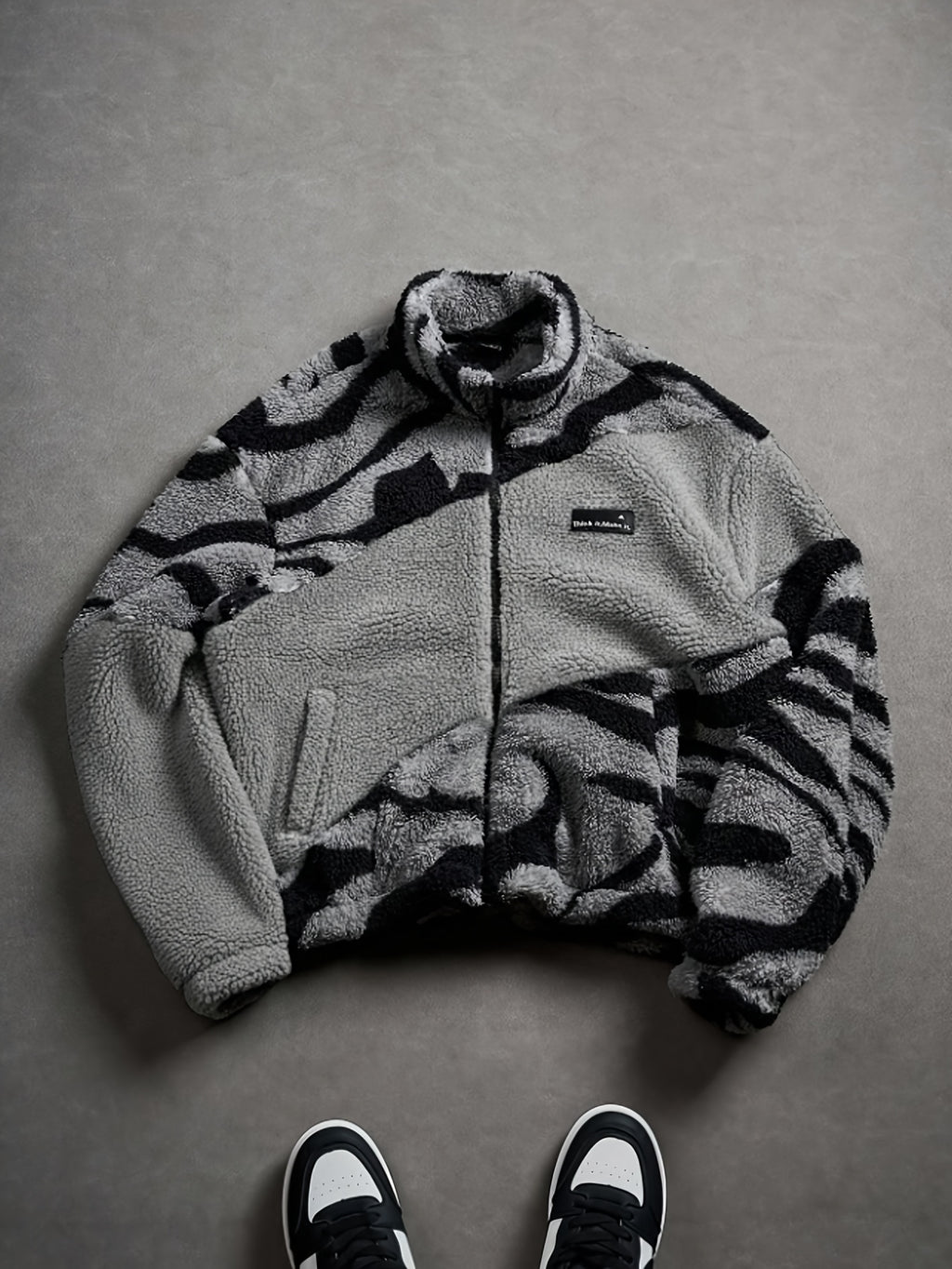 Veste pour homme, polaire, noir et blanc