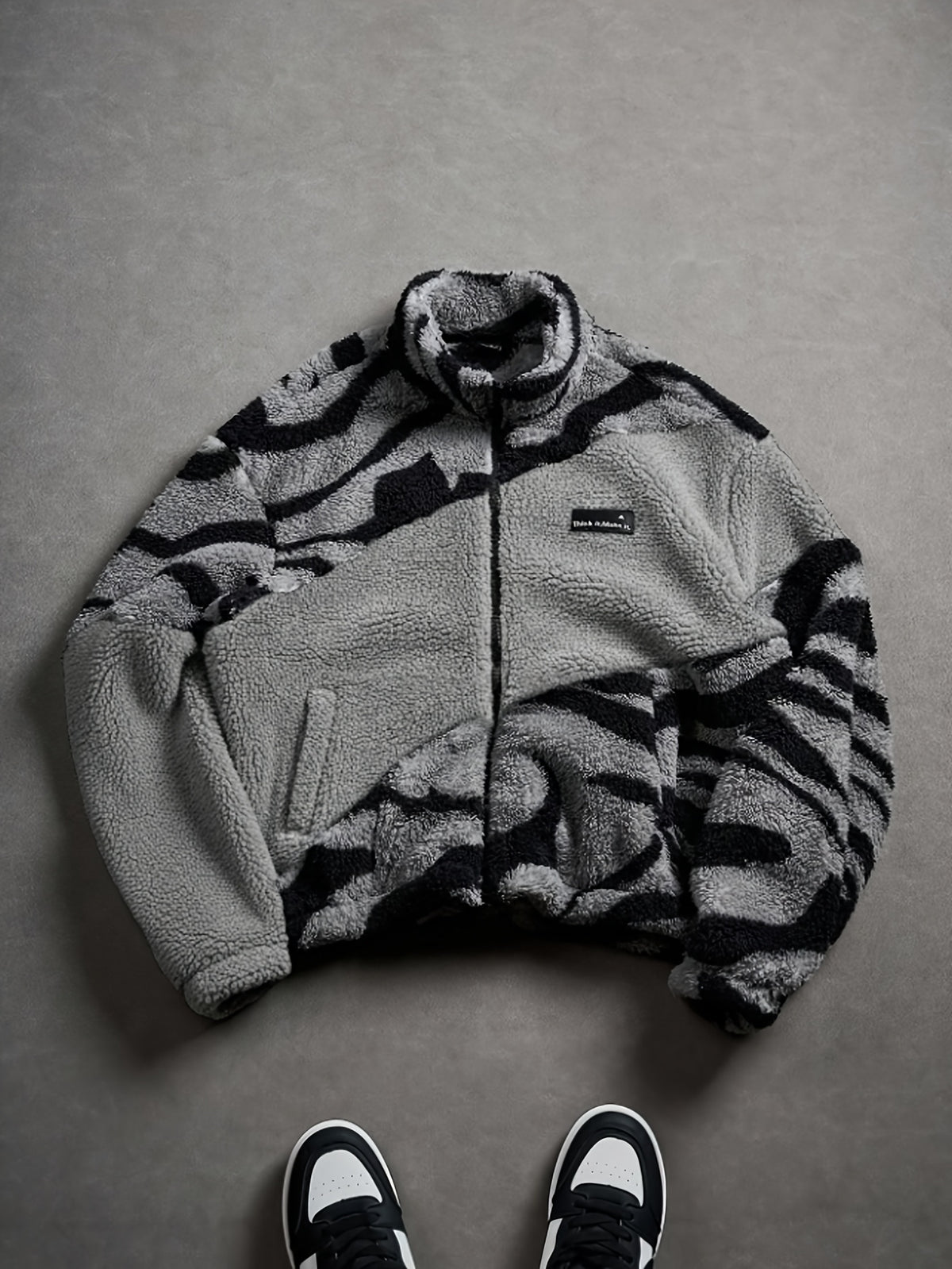 Veste pour homme, polaire, noir et blanc