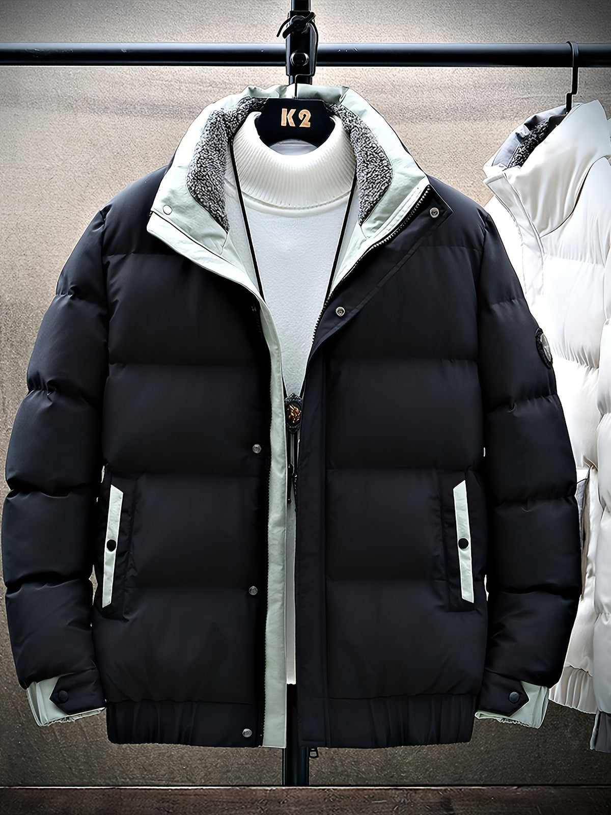 Manteau matelassé pour homme, grandes tailles, à revers
