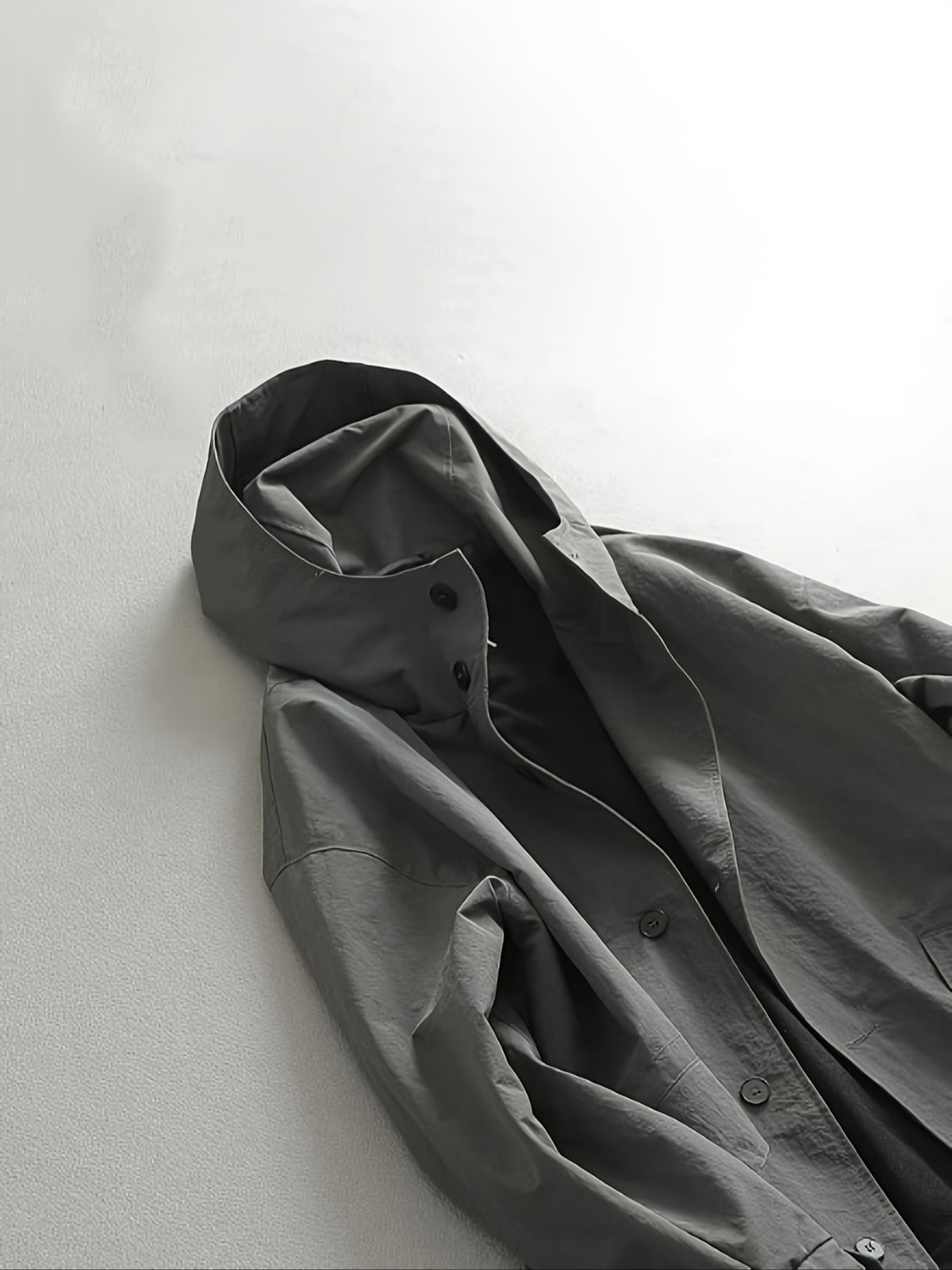 Trench pour homme, à capuche, gris foncé