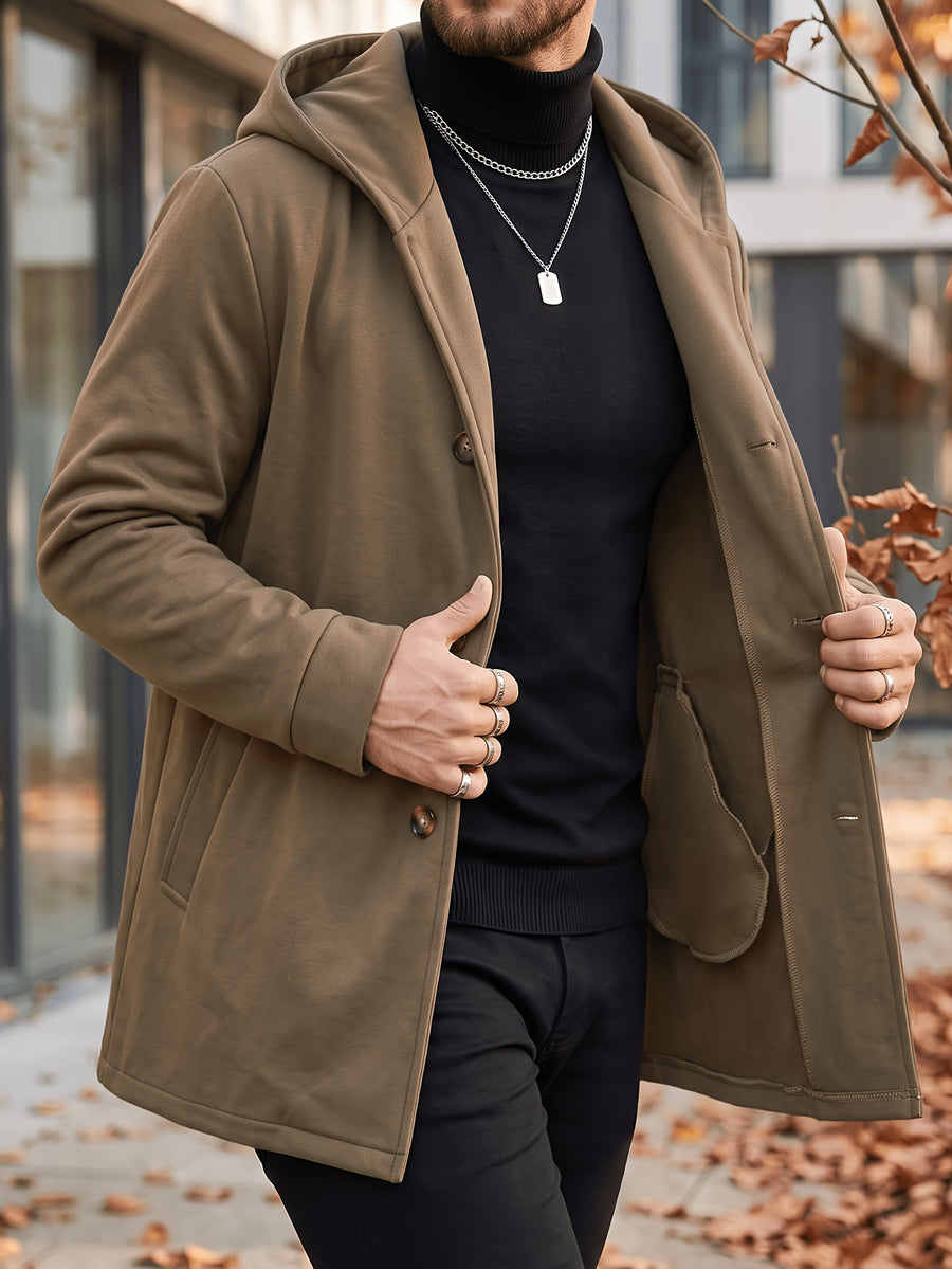 Manteau long, à capuche, kaki, photo 10
