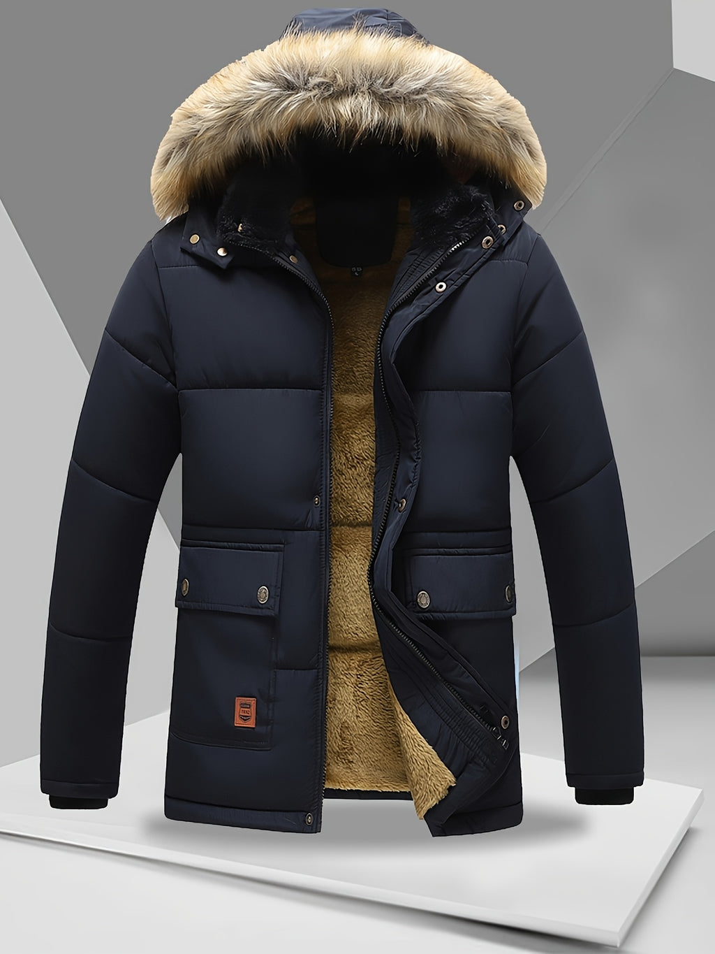 Manteau pour homme, coupe-vent, à capuche, noir foncé