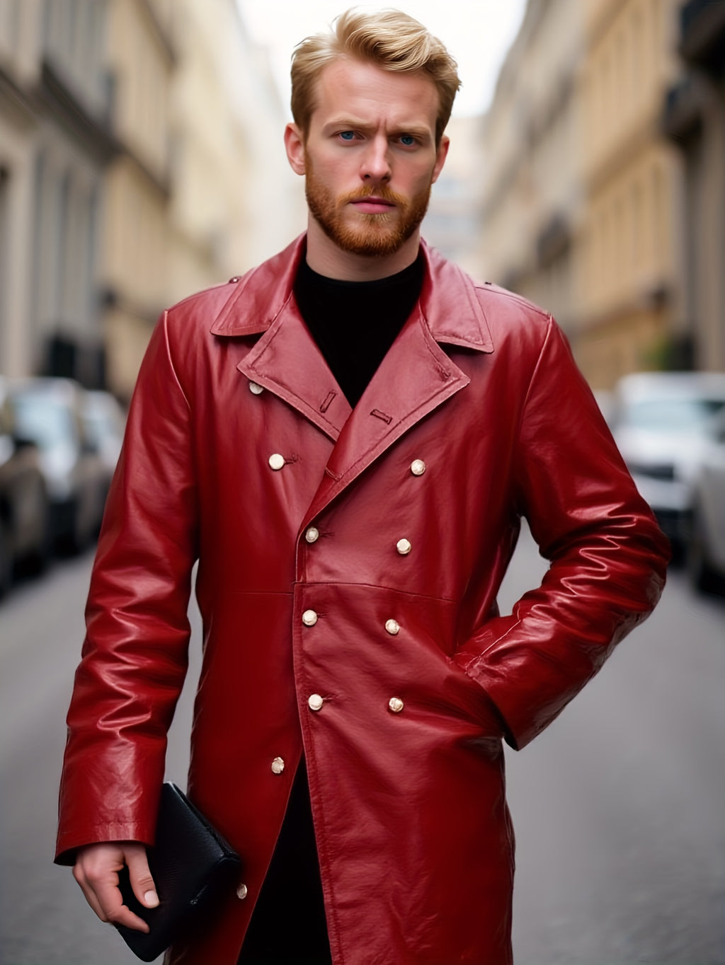 Manteau mi-long, à revers, noir, photo 7