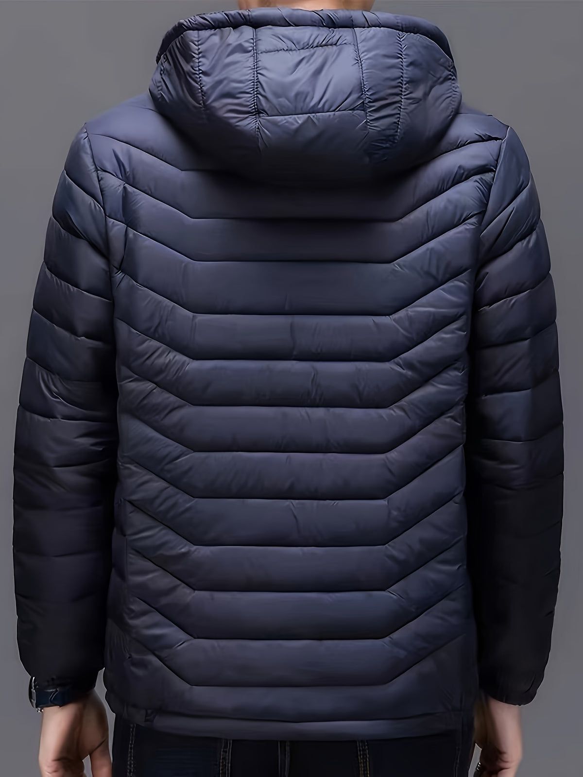 Veste matelassée pour homme, à capuche, bleu marine