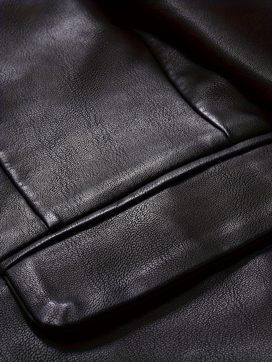 Veste en cuir PU, à revers, boutonnage, photo 5