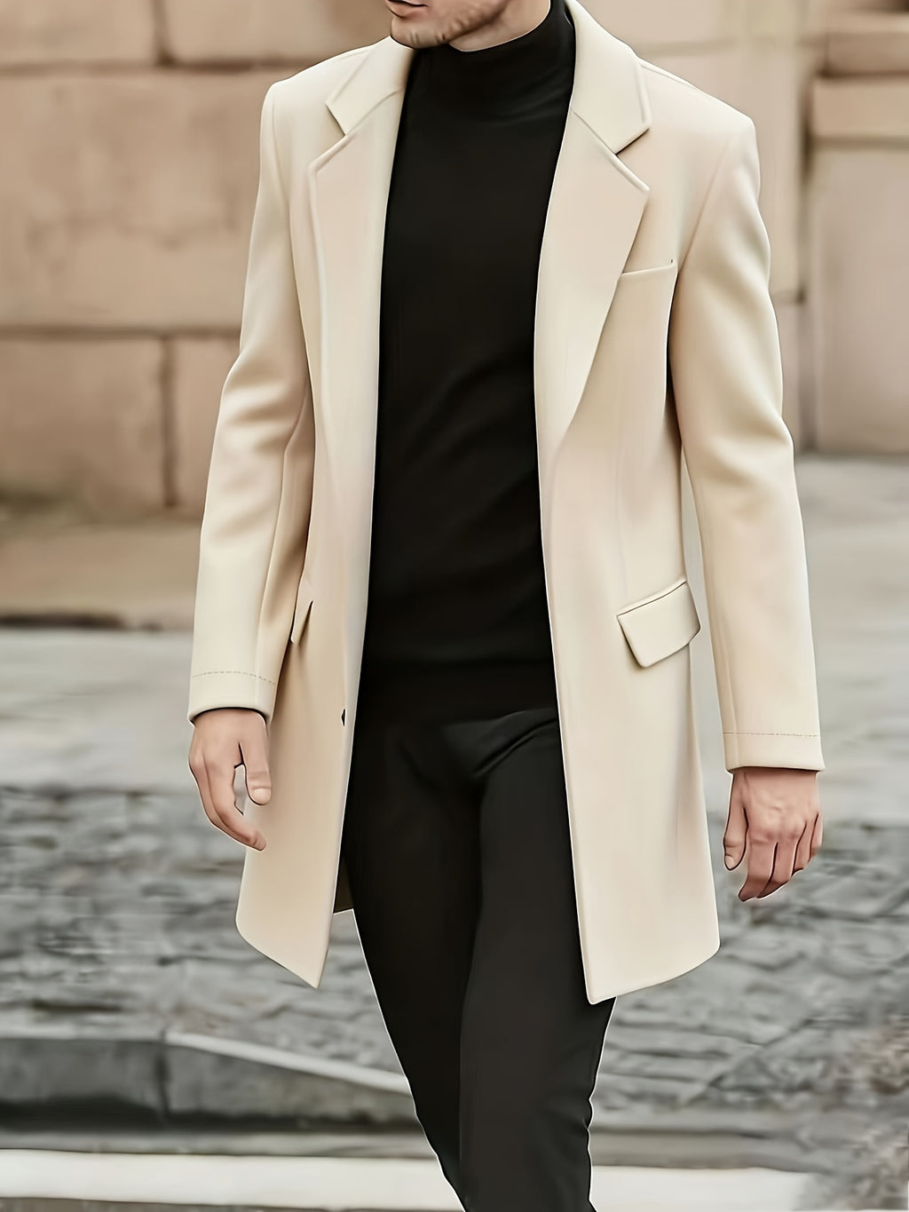 Trench pour homme, coupe-vent, à revers