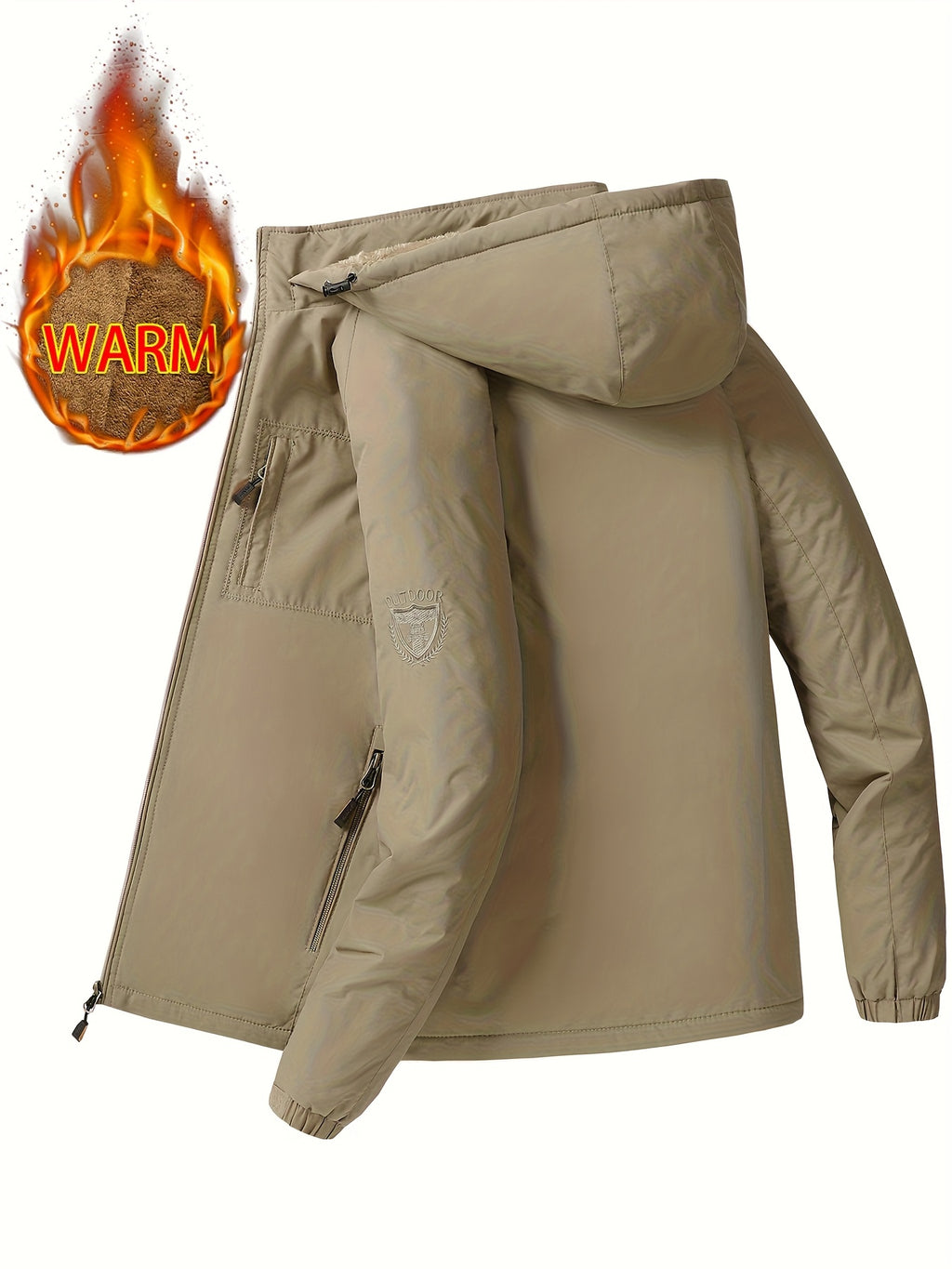 Veste pour homme, coupe-vent, à capuche, vert foncé