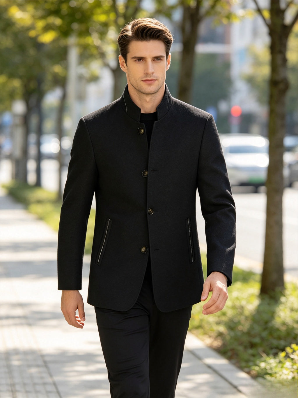 Veste en laine pour homme, 30 % laine, coupe-vent