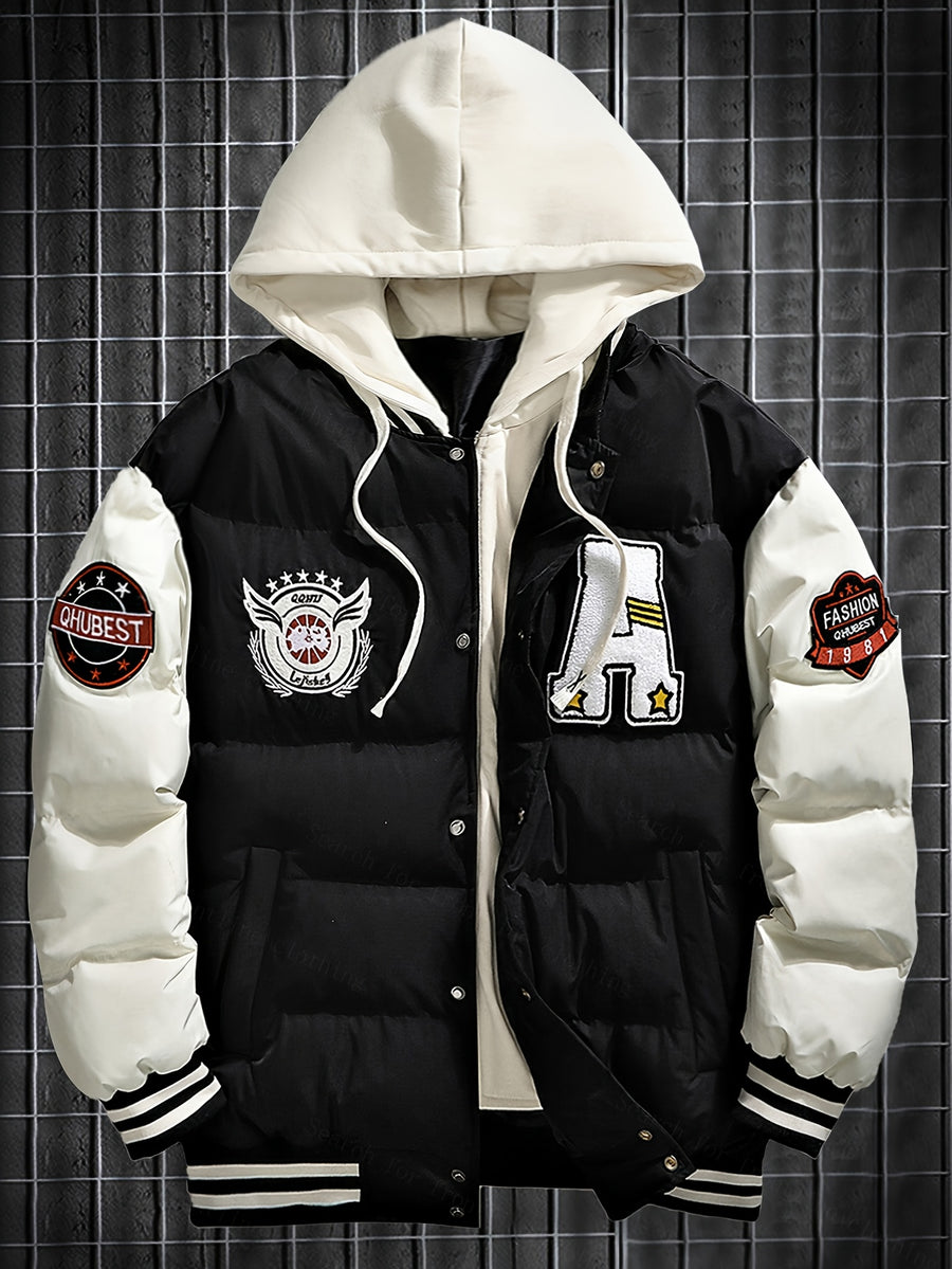 Veste courte à capuche hiver homme broderie complexe tendance marque épaissie costume pain chaud 5760L, photo 14