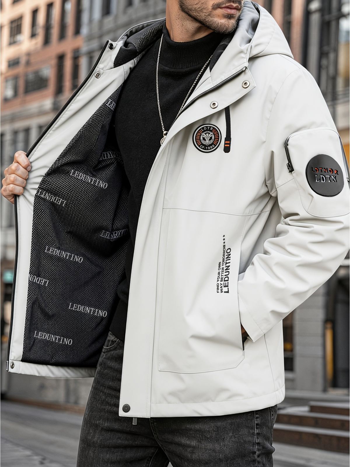 Veste pour homme, à capuche, blanc