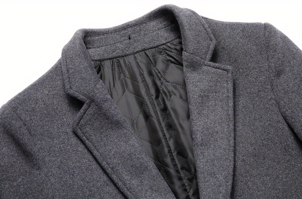 Manteau en laine pour homme, 30 % laine, à revers