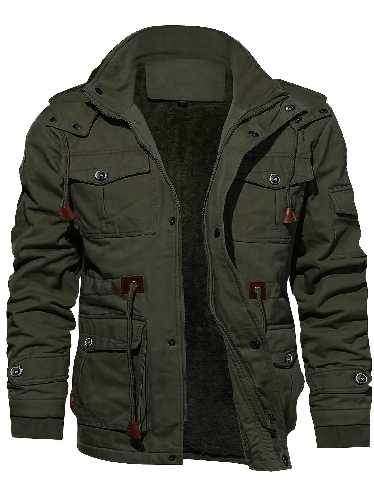 Veste pour homme, coupe-vent, à col montant, kaki