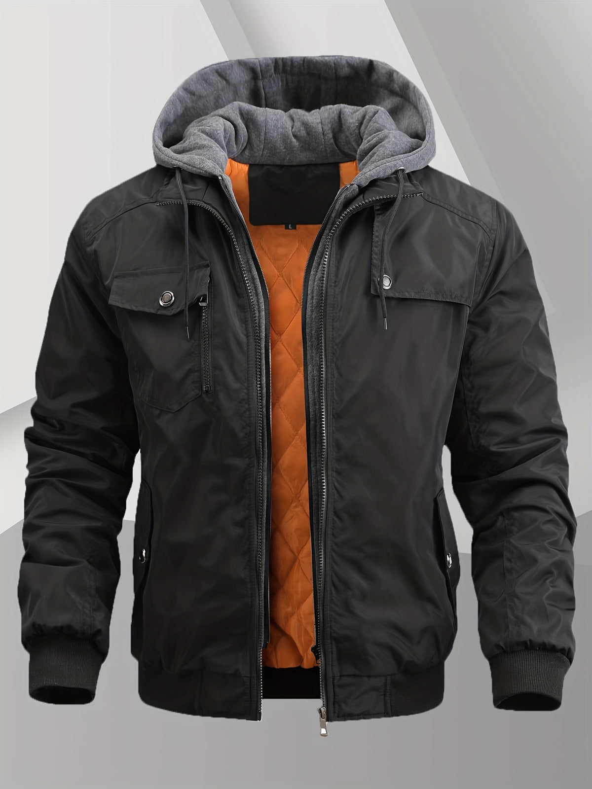 Veste matelassée pour homme, à capuche, col montant