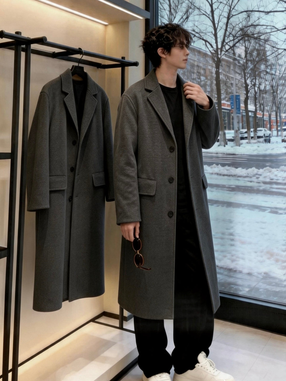 Trench pour homme, à revers, modele 8