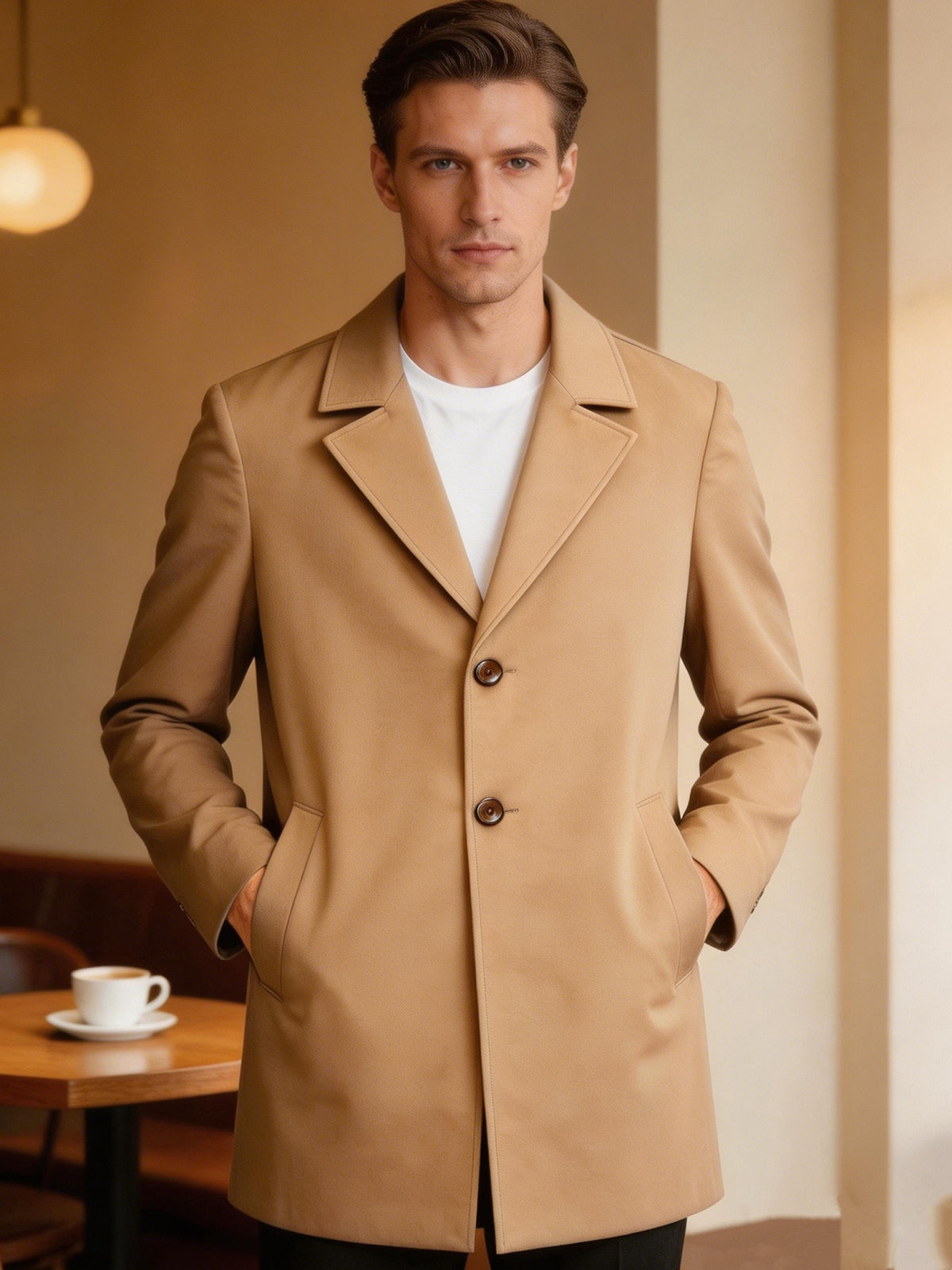 Trench pour homme, à revers, gris