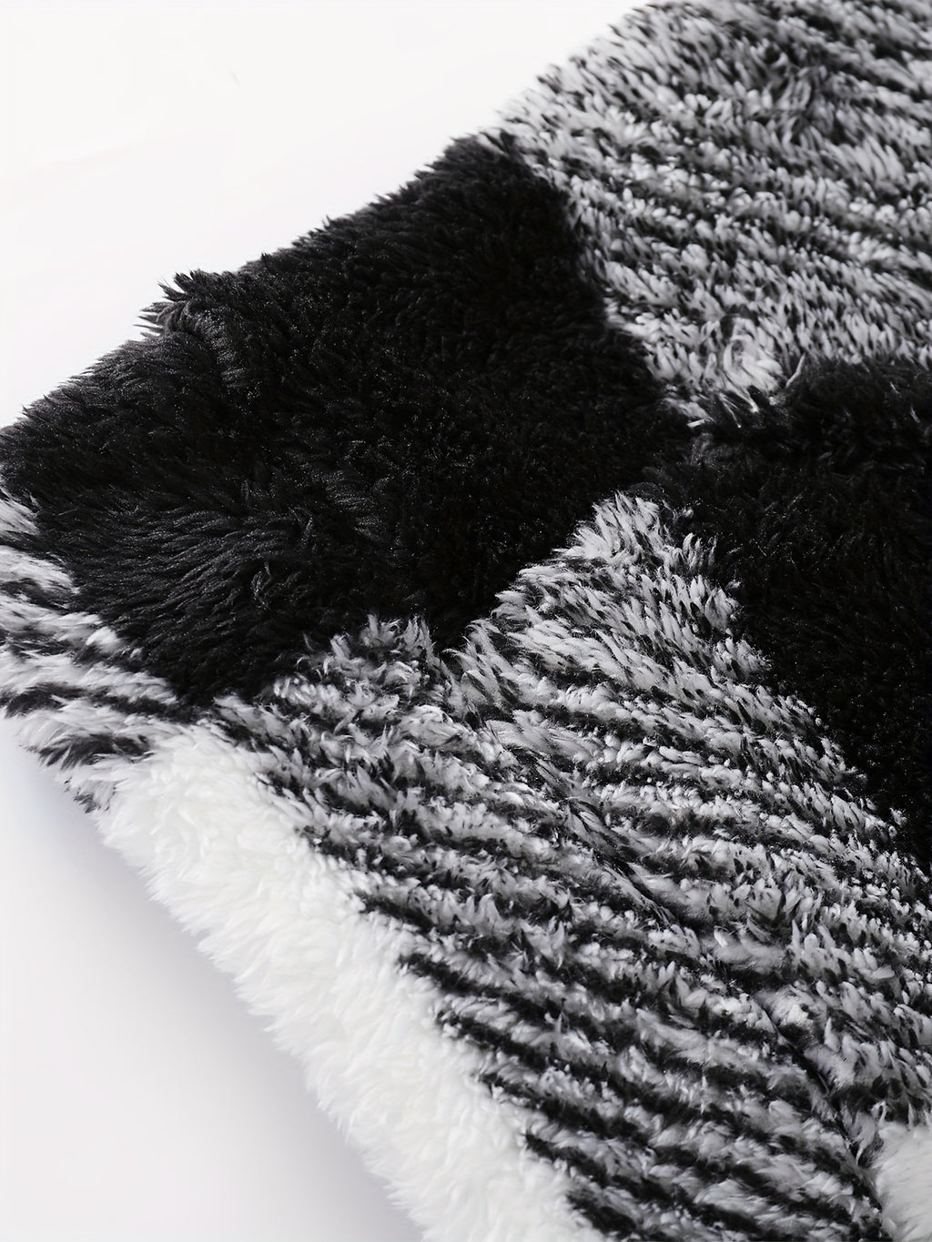 Veste pour homme, polaire, à capuche, carreaux noir et blanc