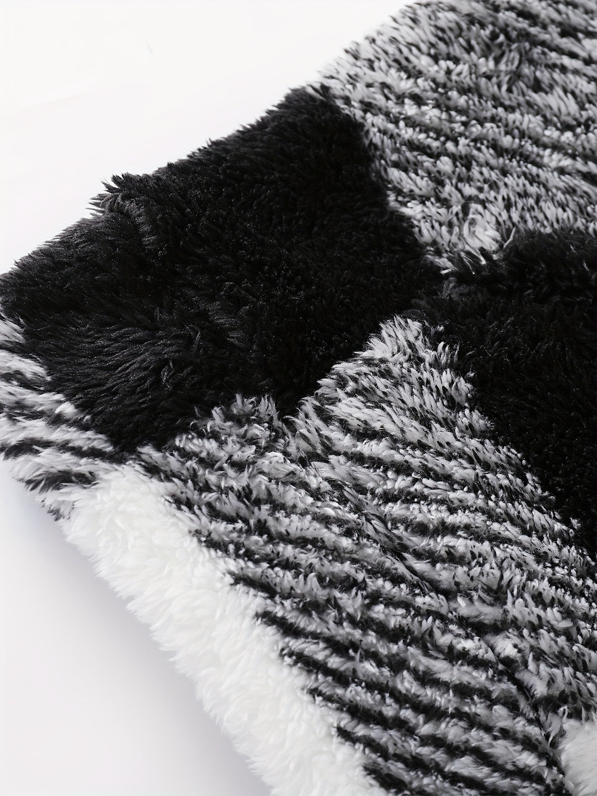 Veste pour homme, polaire, à capuche, carreaux noir et blanc