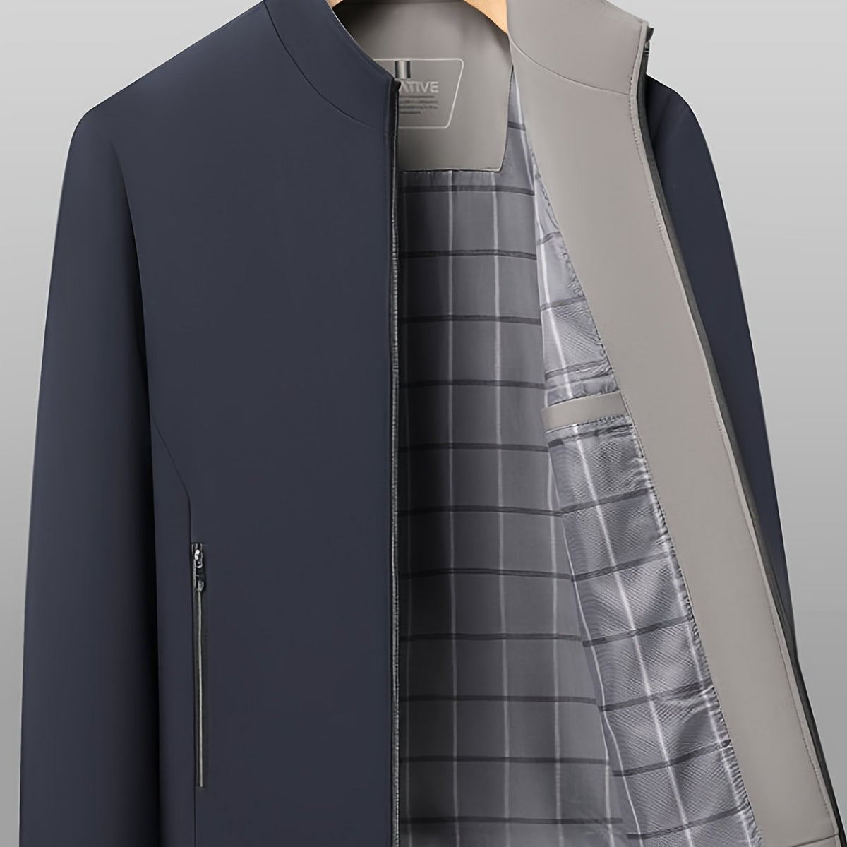 Veste, à col montant, jd1008 xing - 406 noir, coloris jd1008 xing - 406 bleu marine, détail Image