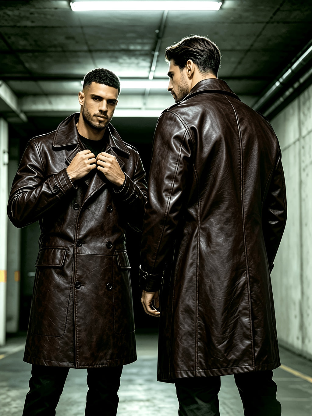 Veste pour homme, à revers, marron foncé