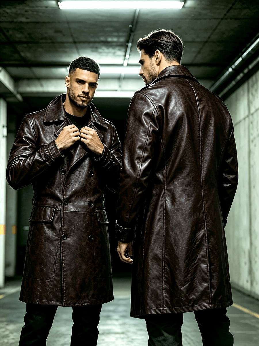 Manteau en cuir PU, à revers, détail du vêtement