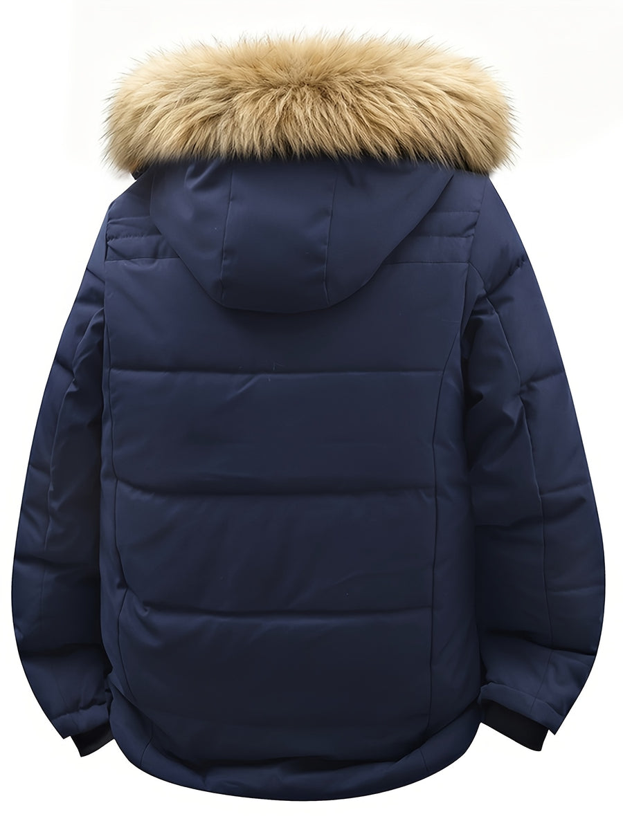 Veste matelassée, coupe-vent, à capuche, bleu marine, photo 6