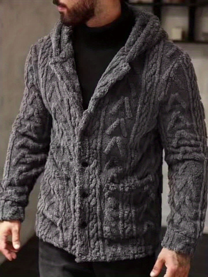 Veste en fausse fourrure pour homme, polaire, à capuche