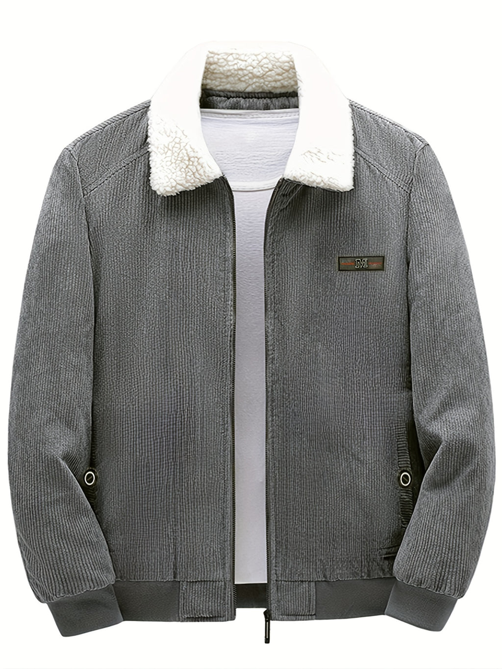Veste, velours côtelé, à revers, gris, photo 14