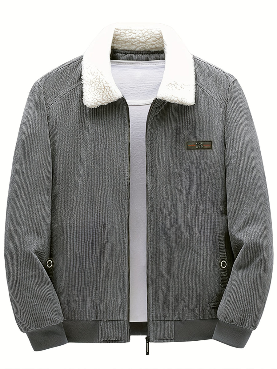 Veste, velours côtelé, à revers, gris, photo 14