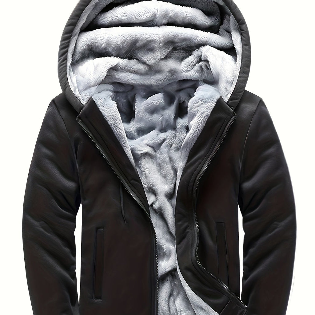 Veste, polaire, à capuche, graphite, coloris noir