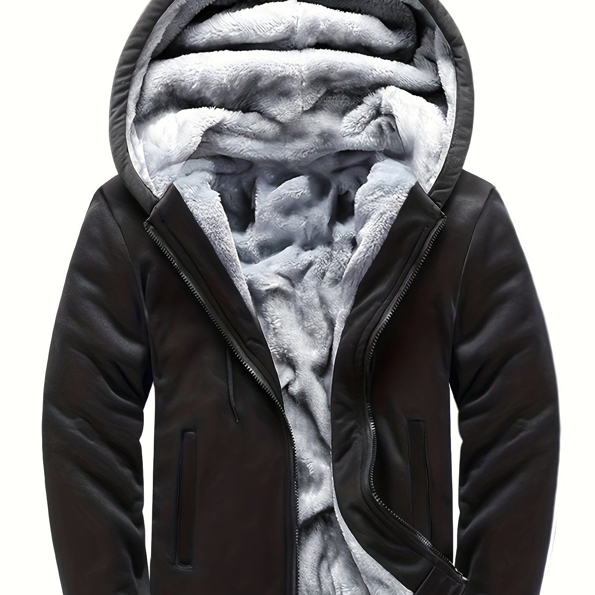 Veste, polaire, à capuche, graphite, coloris noir Image