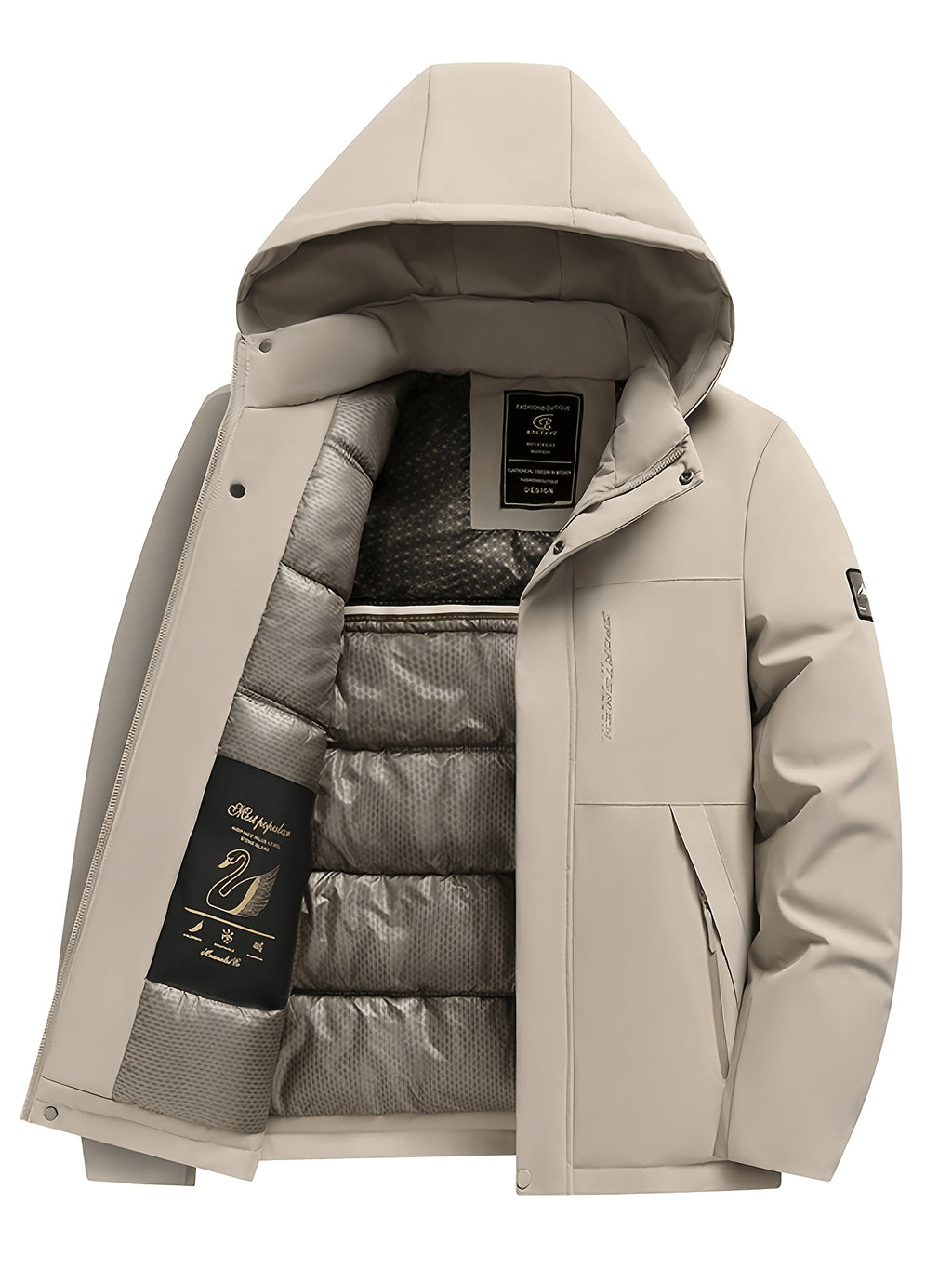 Veste pour homme, polaire, à capuche, beige