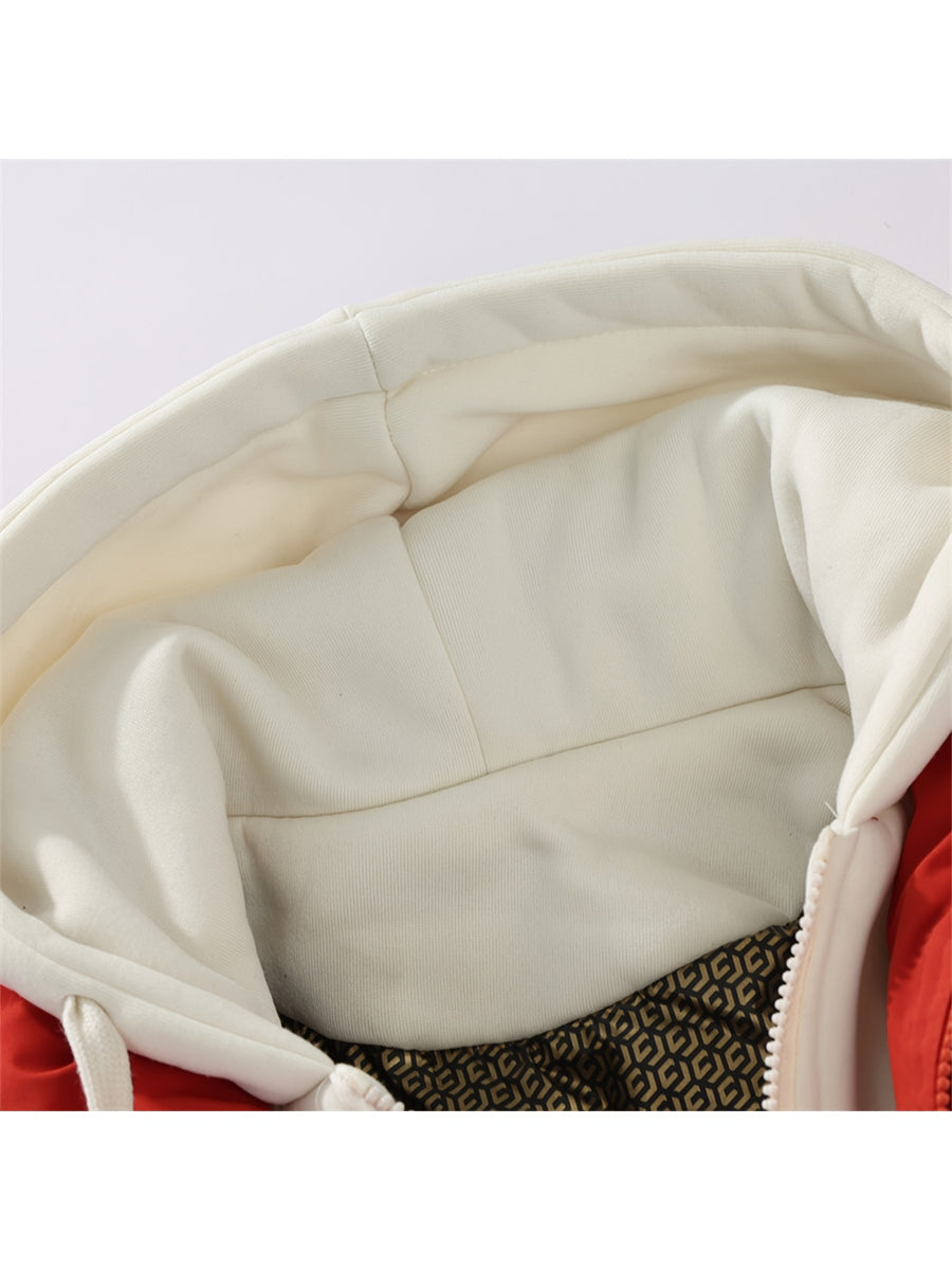 Gilet d'hiver chaud, design tendance sans manches aspect 2-en-1, capuche à cordon de serrage réglable, fermeture avant double ouverture par boutons-pression et fermeture éclair, poche de rangement pratique à insertion latérale, détails de bordu, photo 8