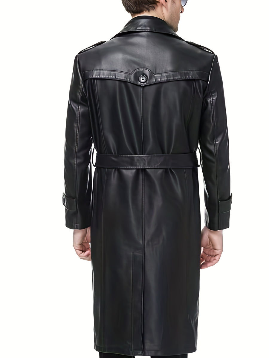 Manteau en cuir PU, coupe-vent, à revers, photo 9