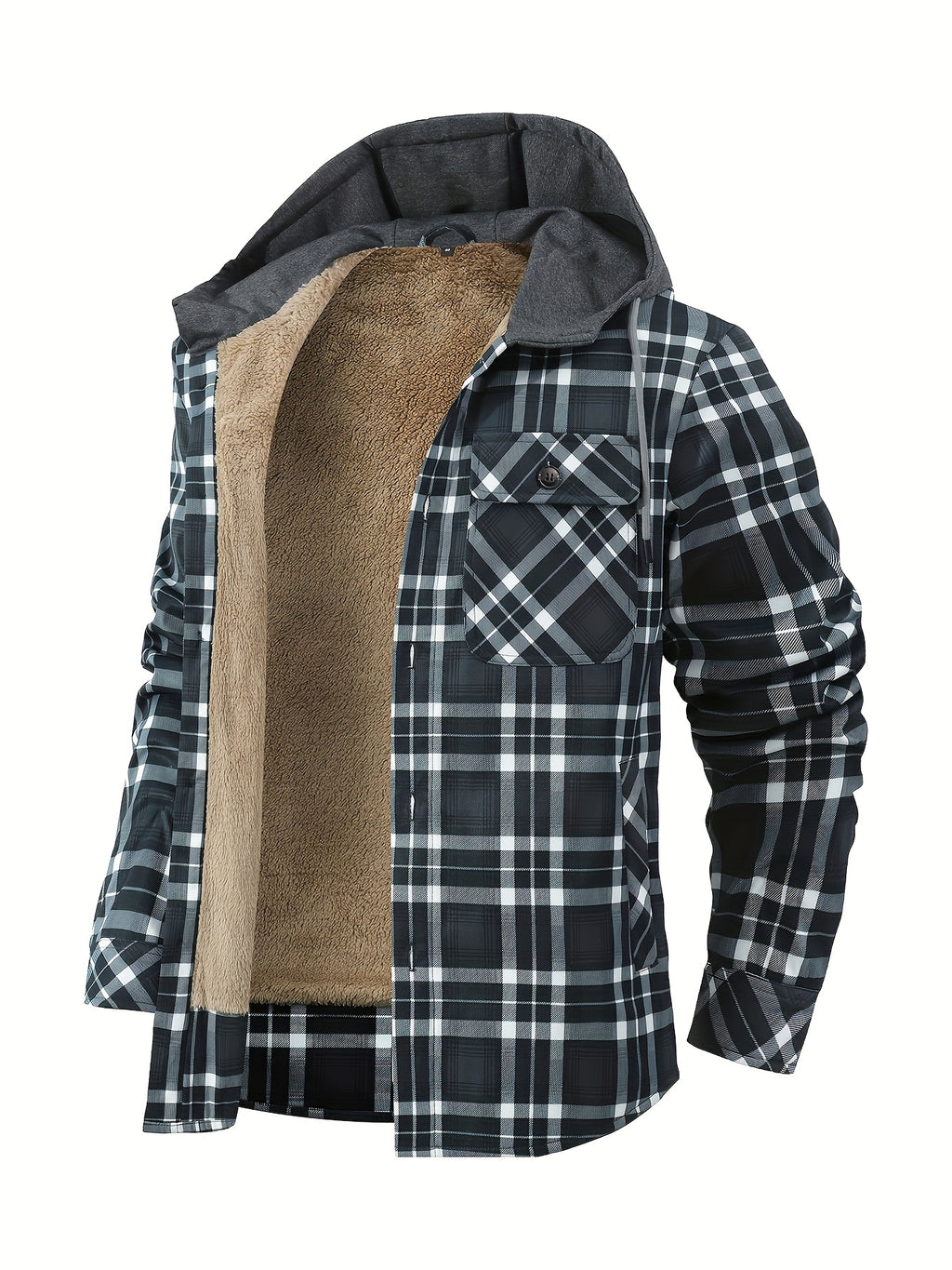 Veste pour homme, patchwork, à capuche, noir