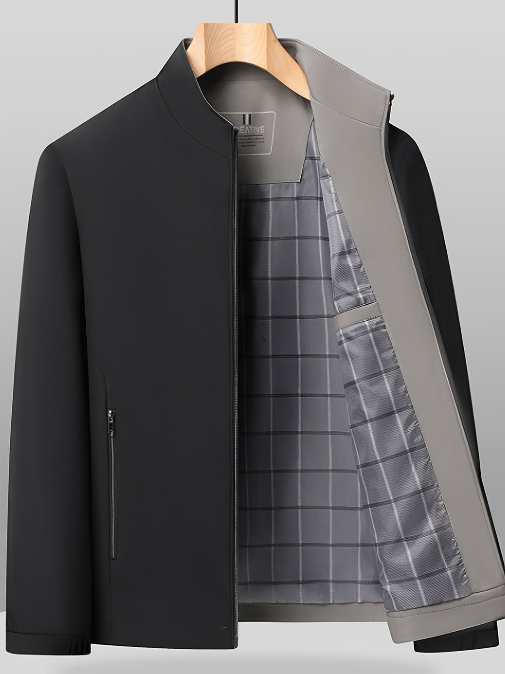 Veste, à col montant, jd1008 xing - 406 noir, détail du vêtement