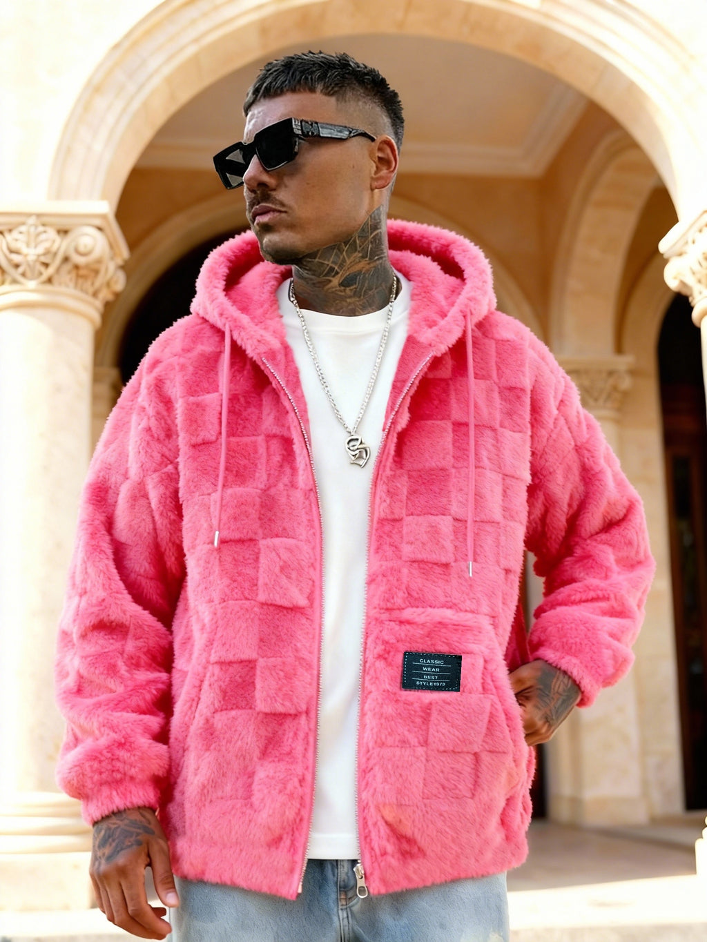 Veste pour homme, à capuche, vert clair