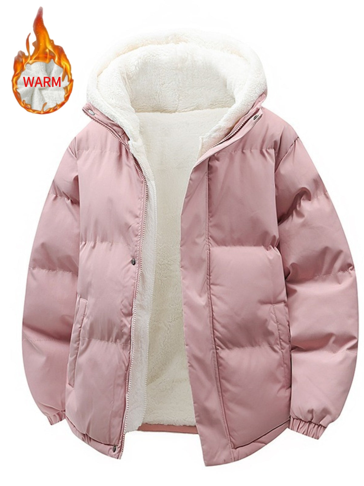 Veste en fausse fourrure pour homme, à capuche, blanc ivoire