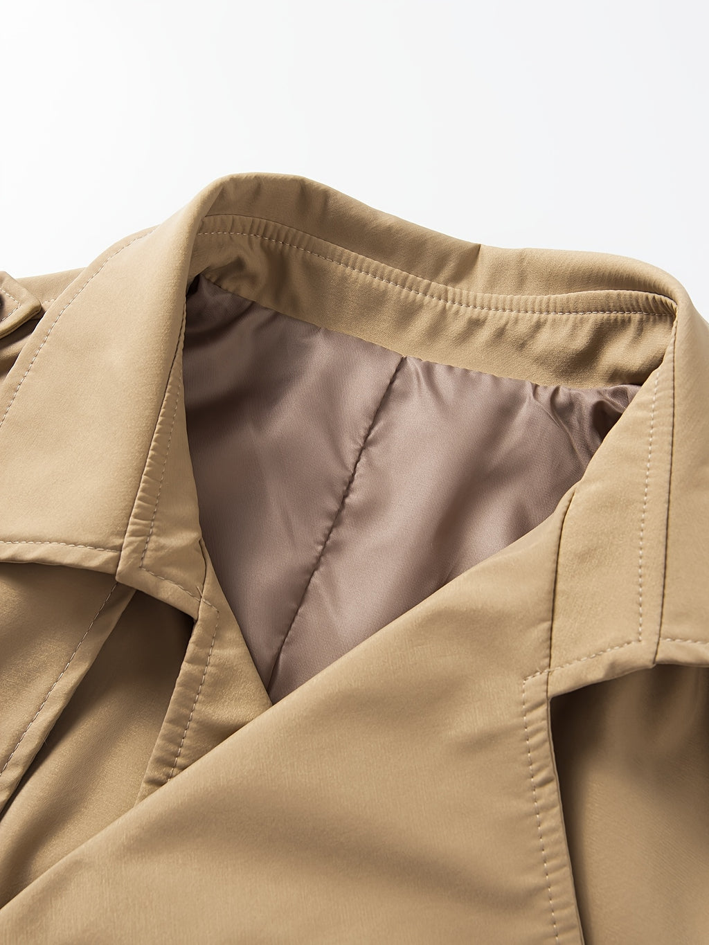 Trench long pour homme, coupe-vent, à revers